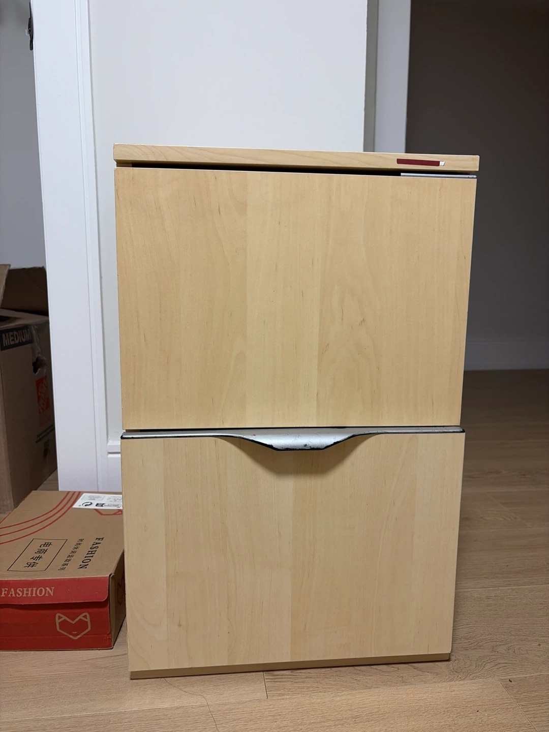 Light Wood 2-Drawer Filing Cabinet