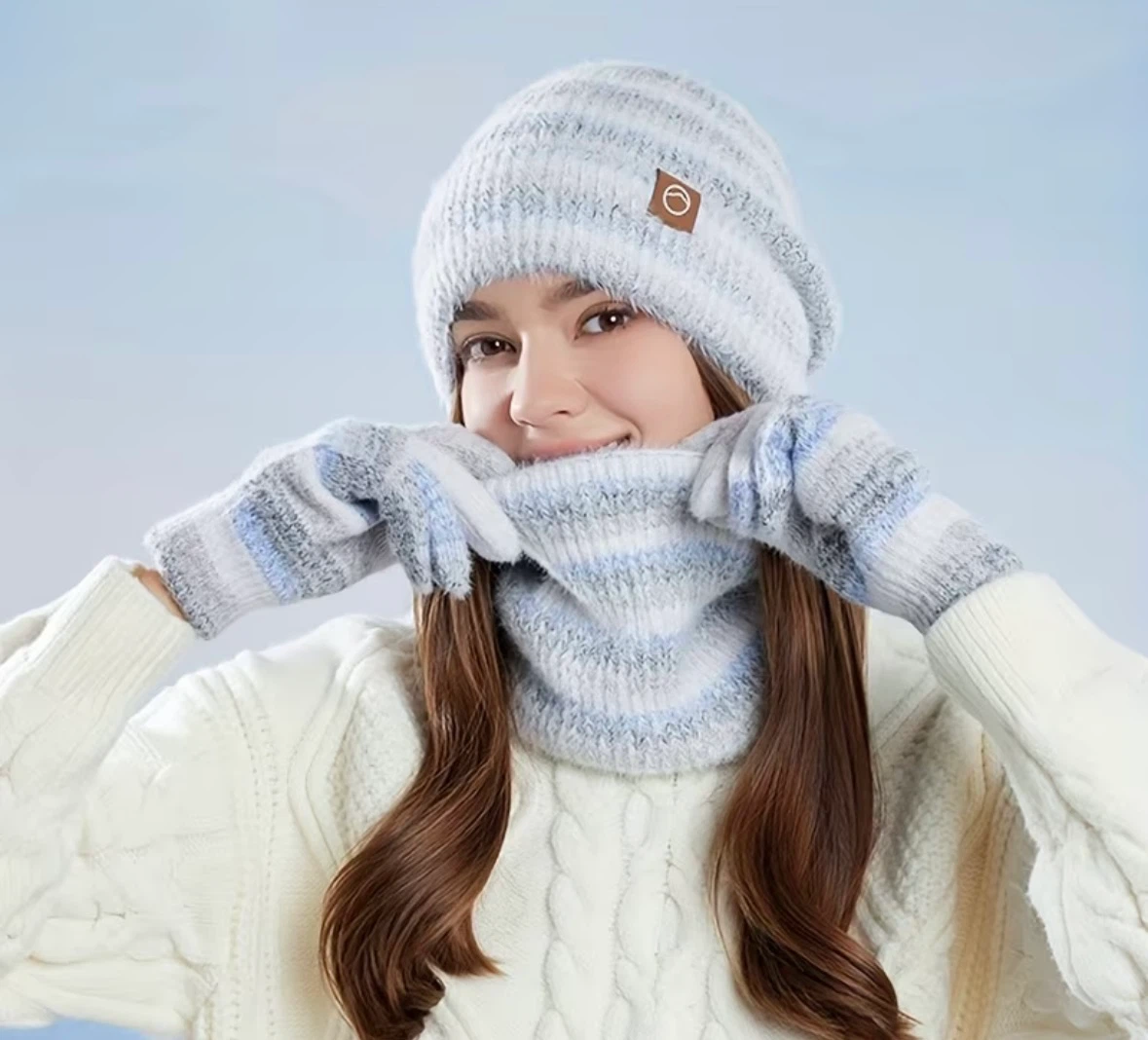 New Women's 3-Piece Winter Hat, Scarf & Gloves Set
