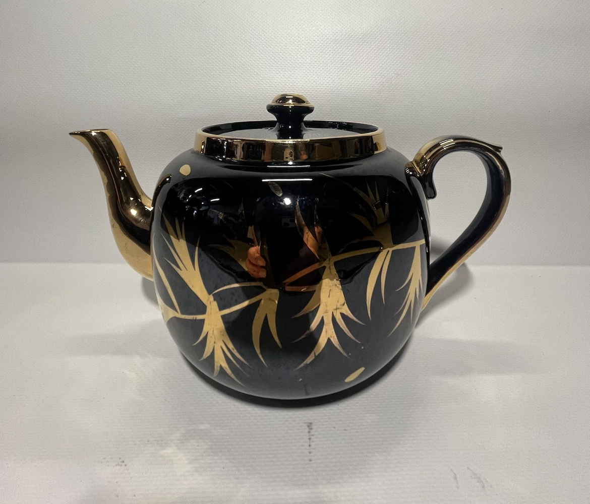 Antique Gibsons England Black and Gold Teapot