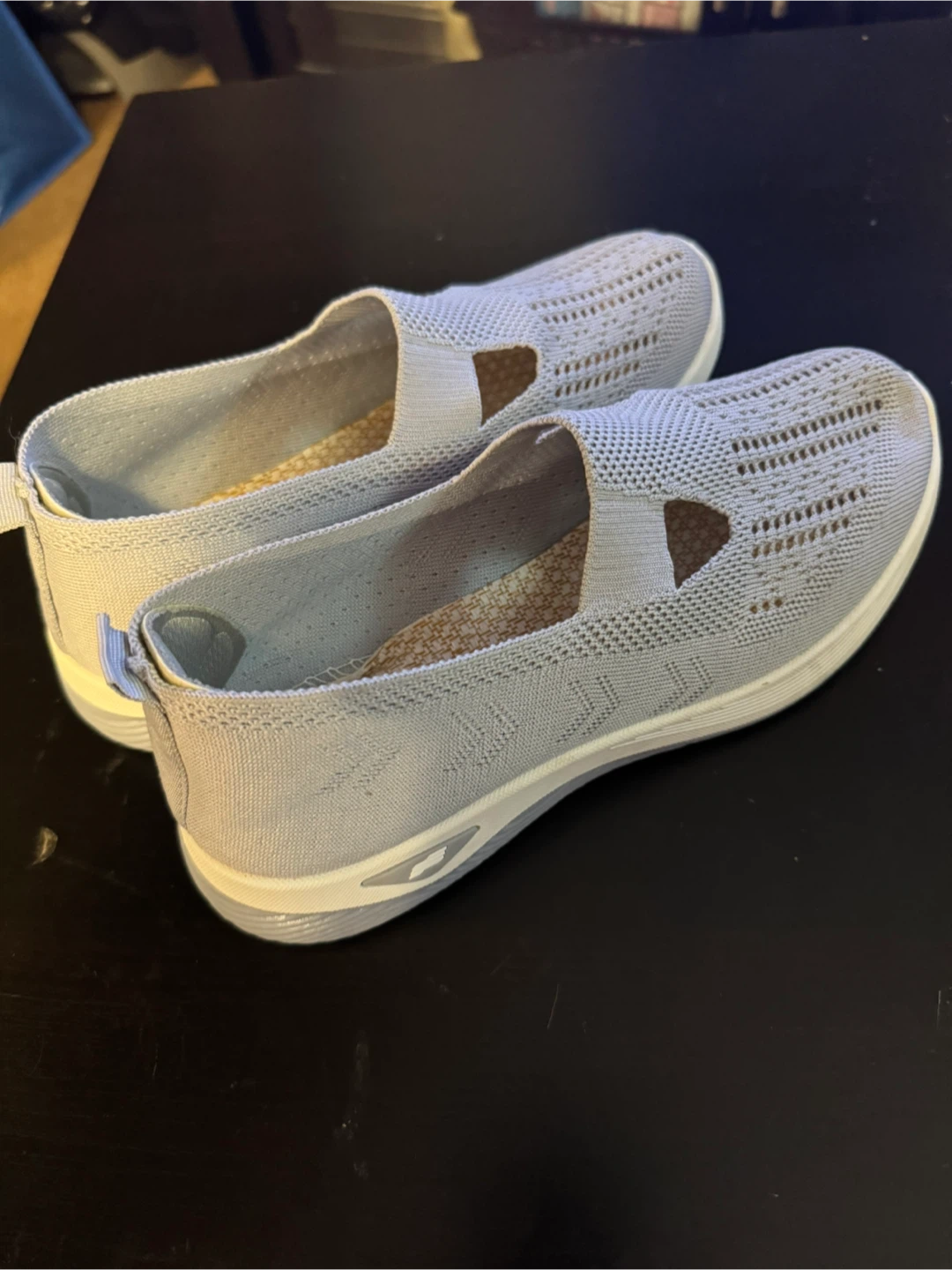 Light grey slip-on knit sneakers