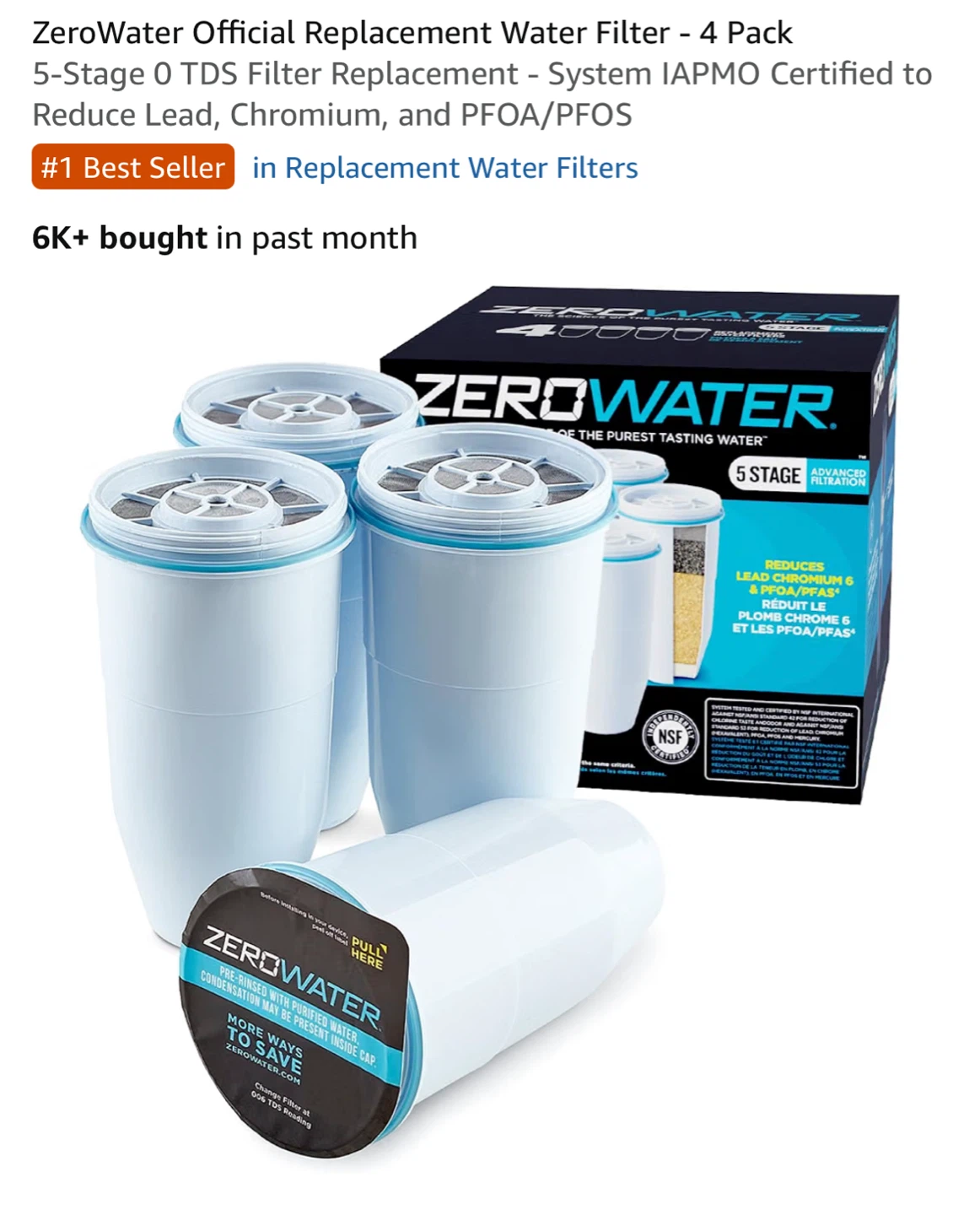 ZeroWater 5-Stage Replacement Filter “Brand New, Unused" - photo 2