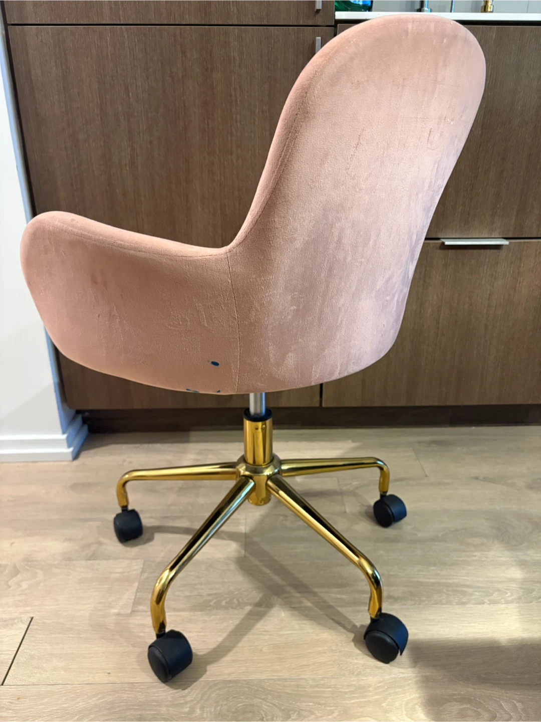 Pink Velvet and Gold Desk Office Rolling Chair - photo 2