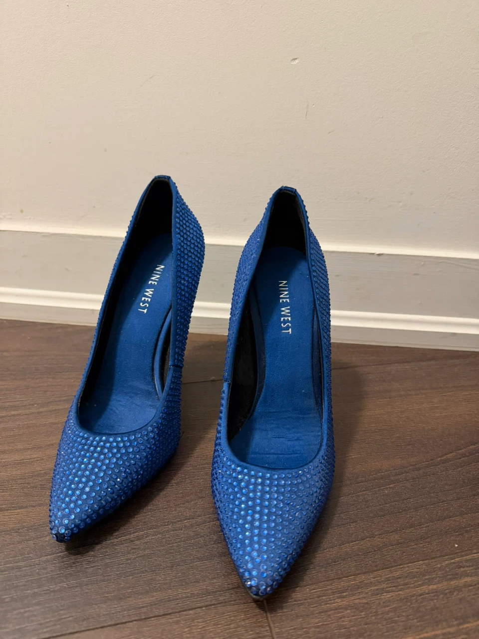 Nine West blue rhinestone heels