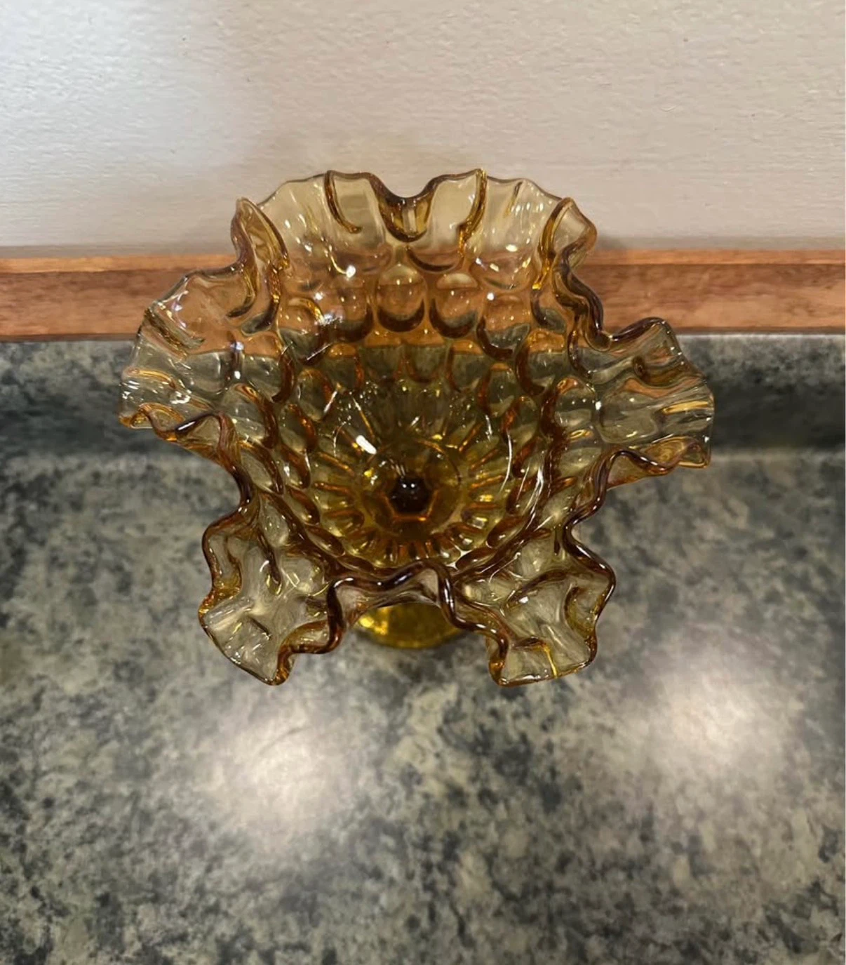 Fenton Amber Hobnail Ruffled Compote - photo 4