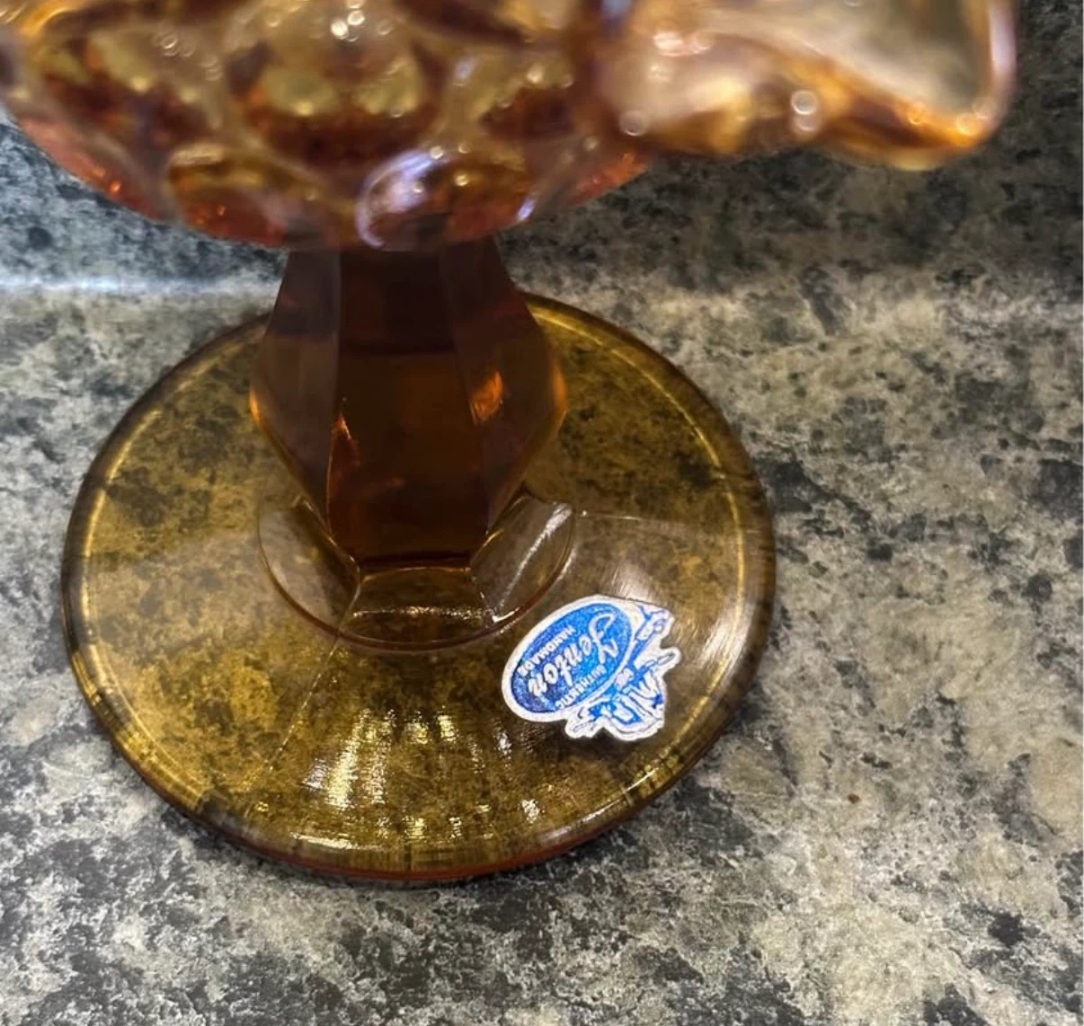 Fenton Amber Hobnail Ruffled Compote - photo 5