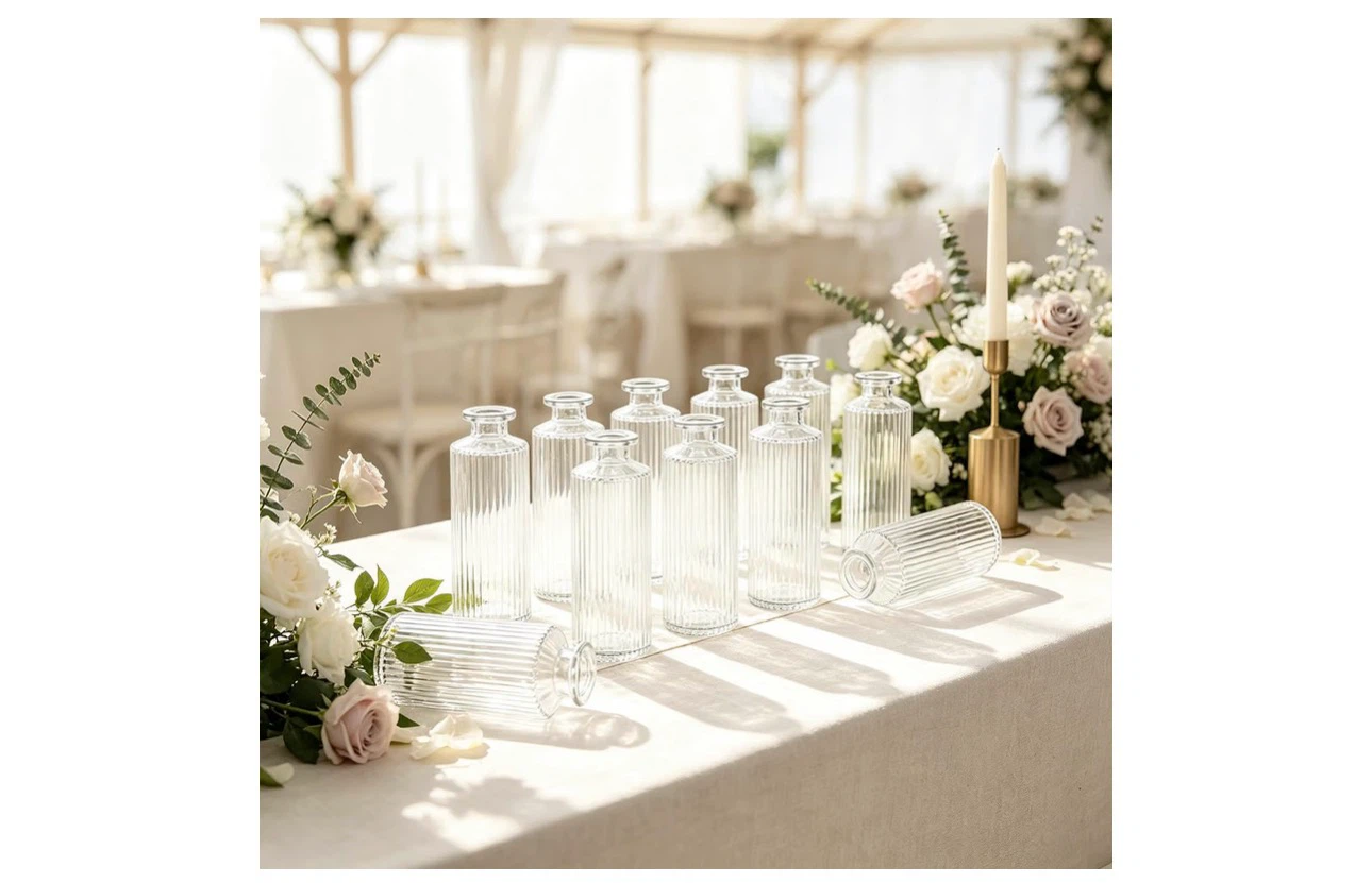Set of 12 Ribbed Glass Bud Vases - photo 2