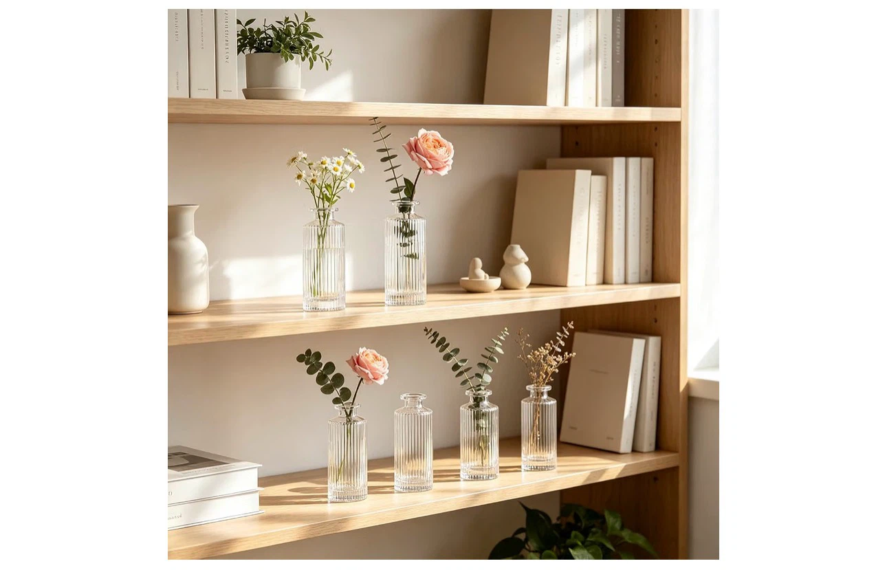 Set of 12 Ribbed Glass Bud Vases - photo 3