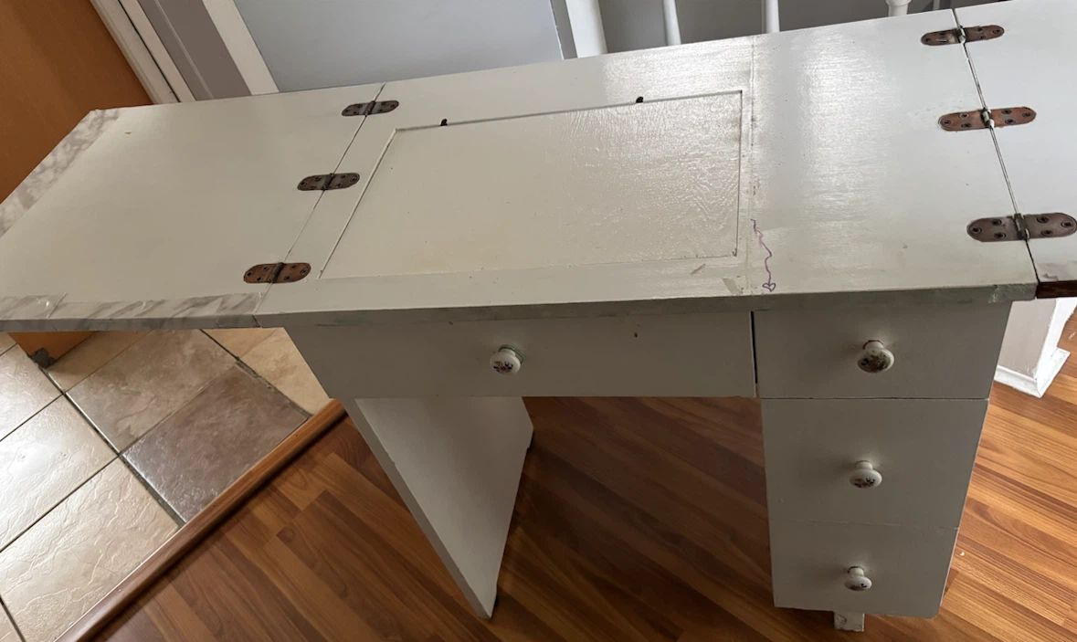 Vintage Sewing Machine Table with Storage