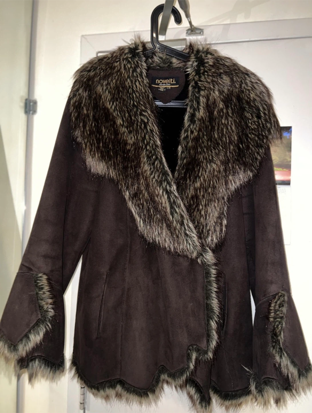 Novelti Faux Fur Trim Coat