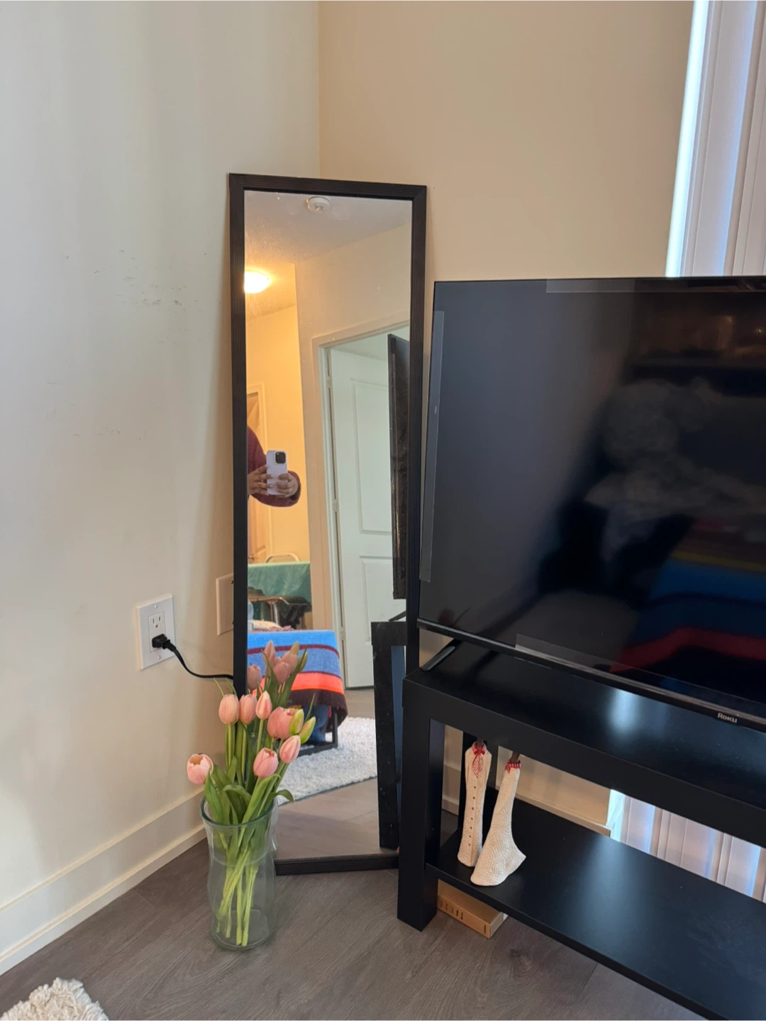 Black Full-Length Floor Mirror