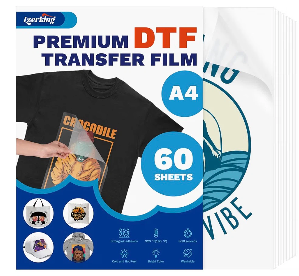 Lzerking Premium DTF Transfer Film — A4, 60 Sheets