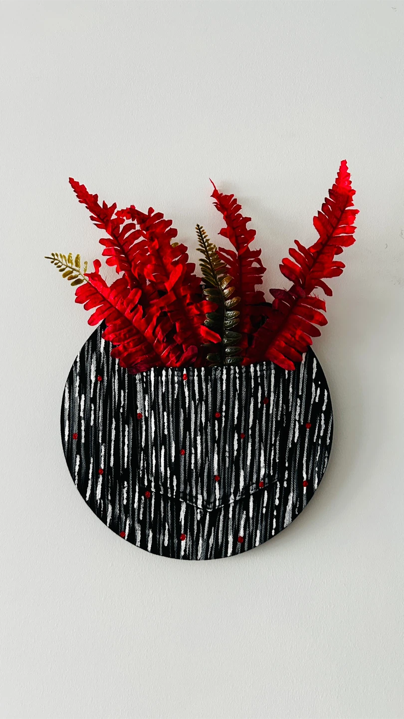 Wall-Mounted Pocket Decor with Artificial Ferns