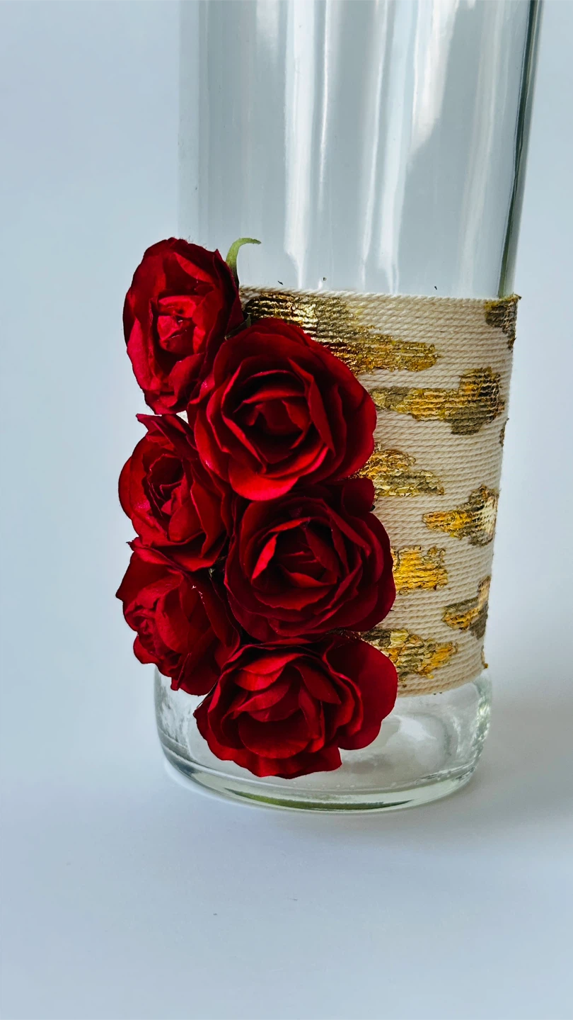 Decorative Glass Bottle with Rose Embellishment - photo 2