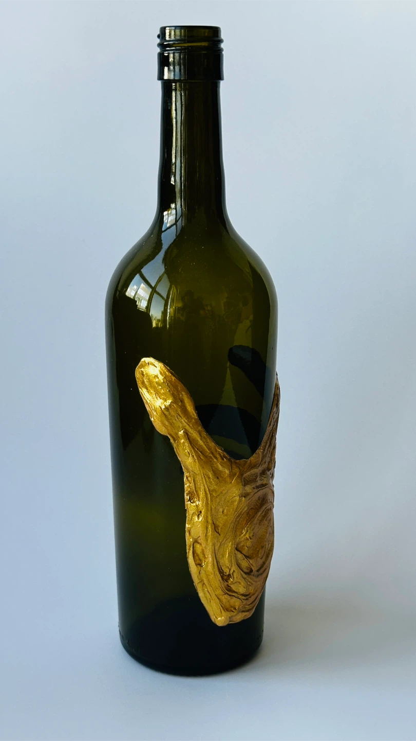 Decorative Glass Bottle with Gold Accent