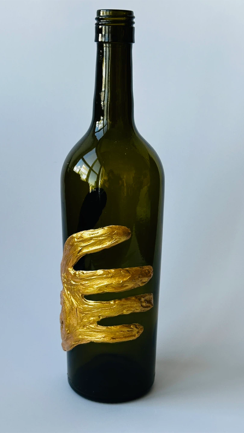 Decorative Glass Bottle with Gold Accent - photo 2