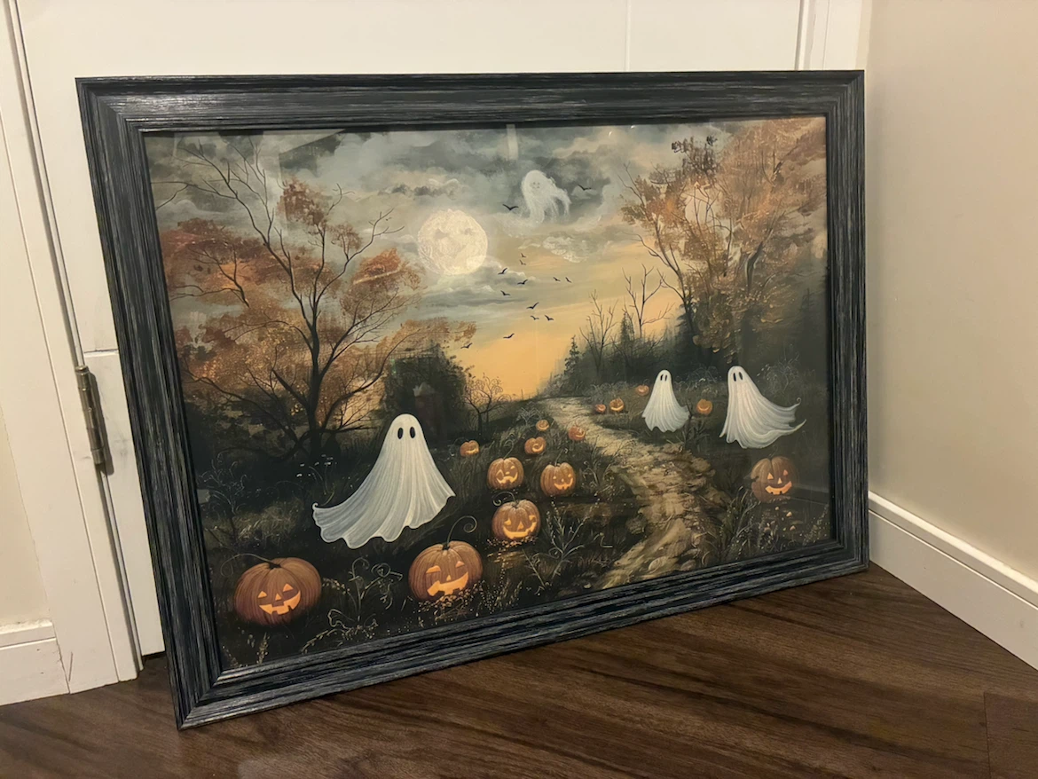 Little ghosts full moon pumpkin patch print