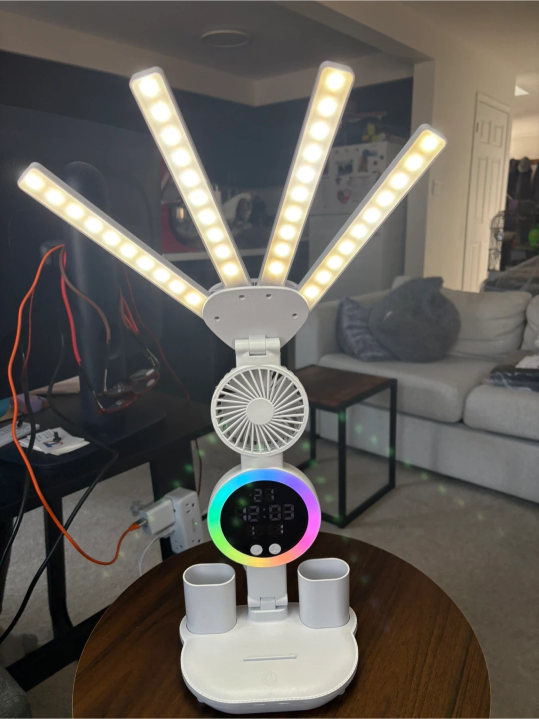 4-in-1 LED Desk Lamp with Fan and Clock - photo 3