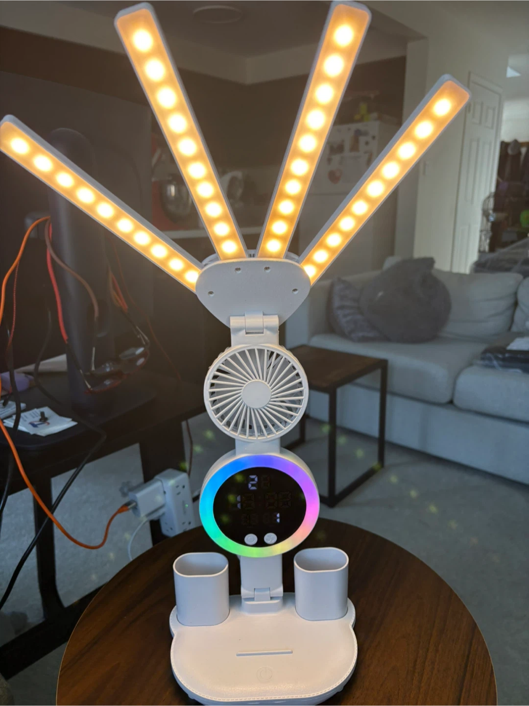 4-in-1 LED Desk Lamp with Fan and Clock - photo 4
