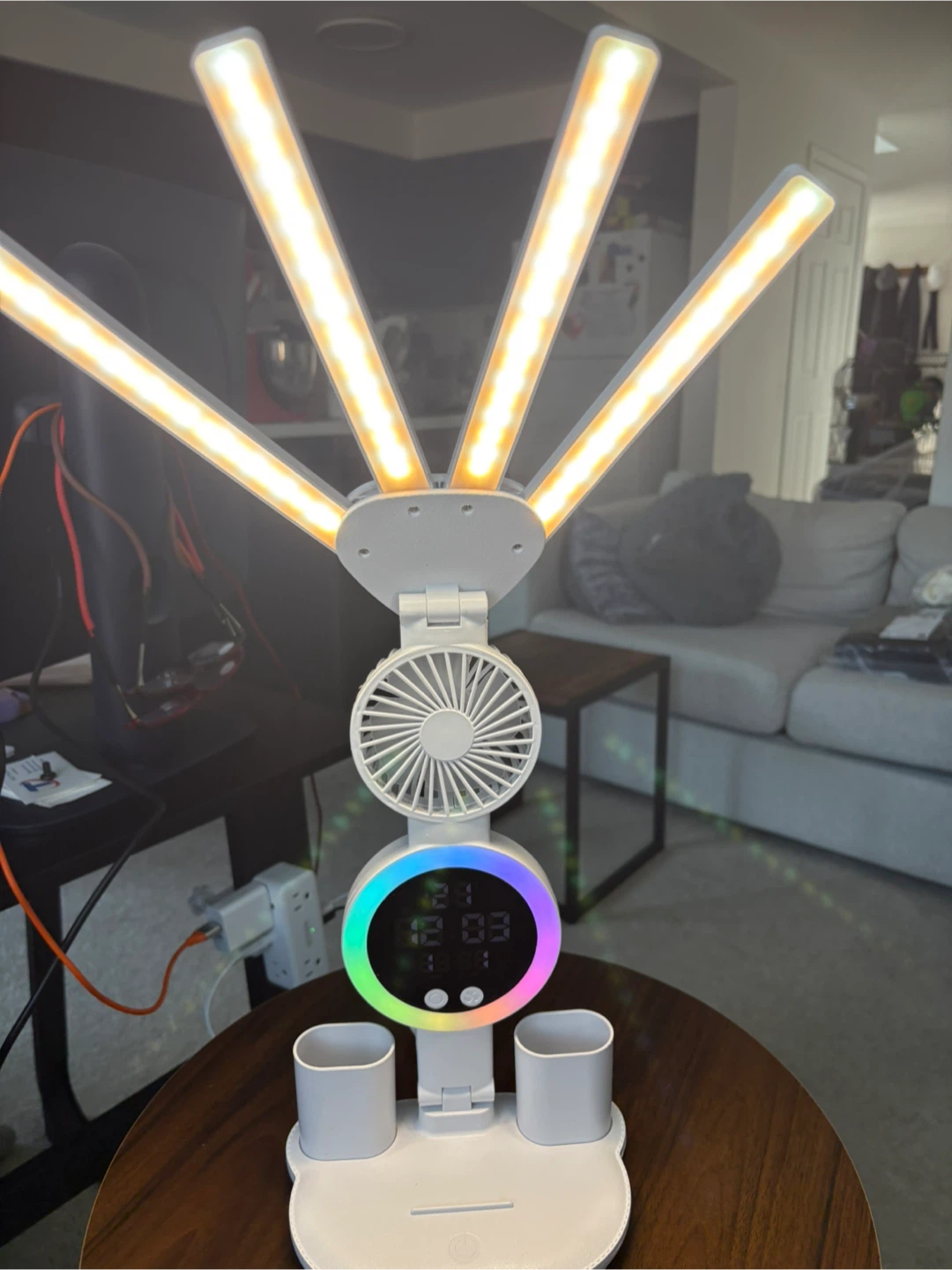 4-in-1 LED Desk Lamp with Fan and Clock - photo 5