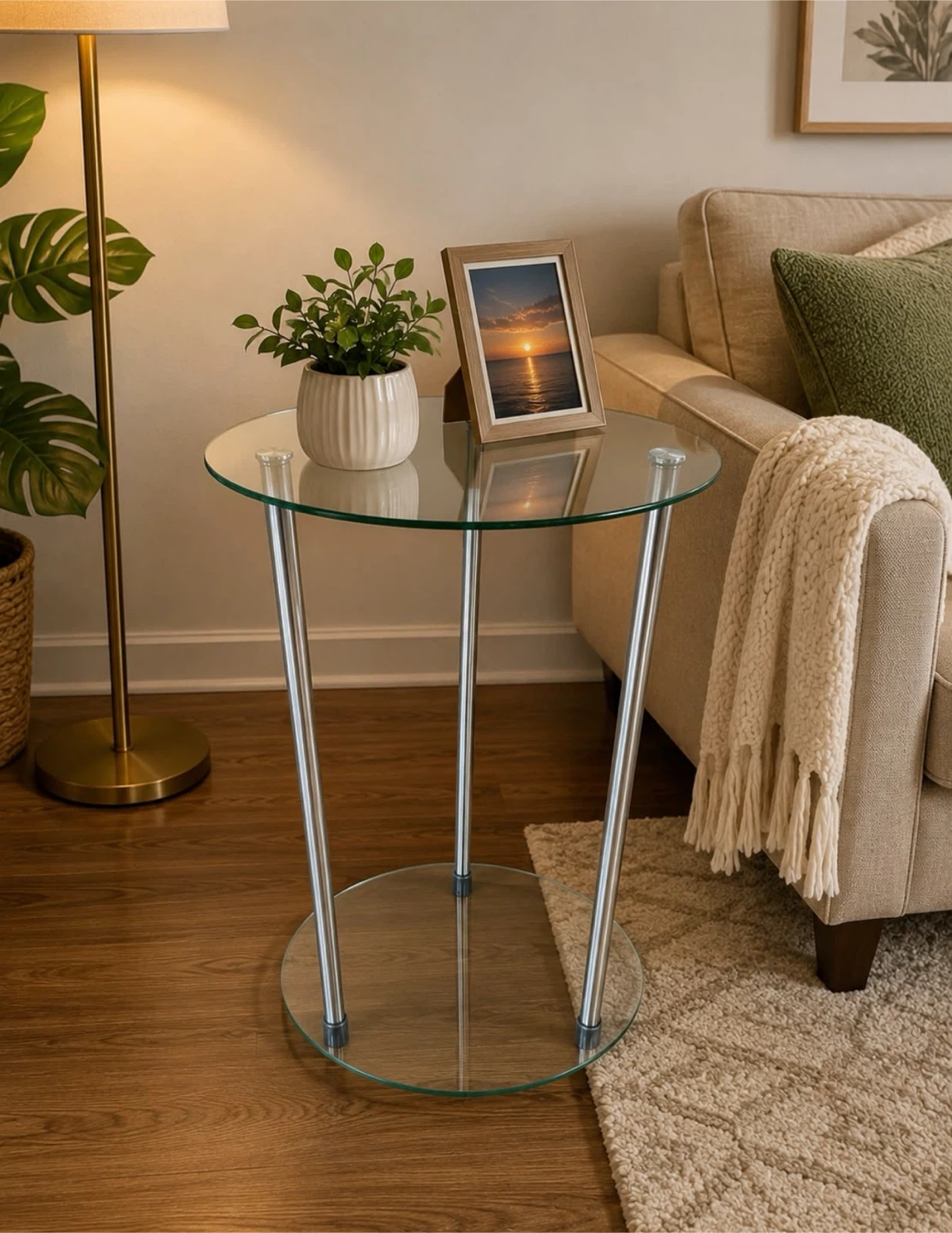 Modern Round Glass Side Table