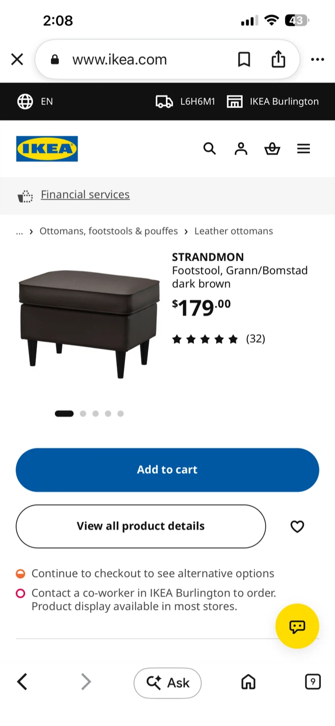 IKEA Strandmon Footstool - Green - photo 4