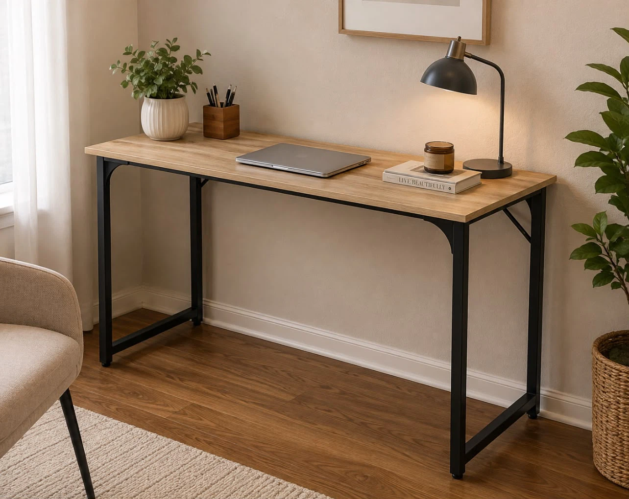 Modern Wood and Metal Writing Desk