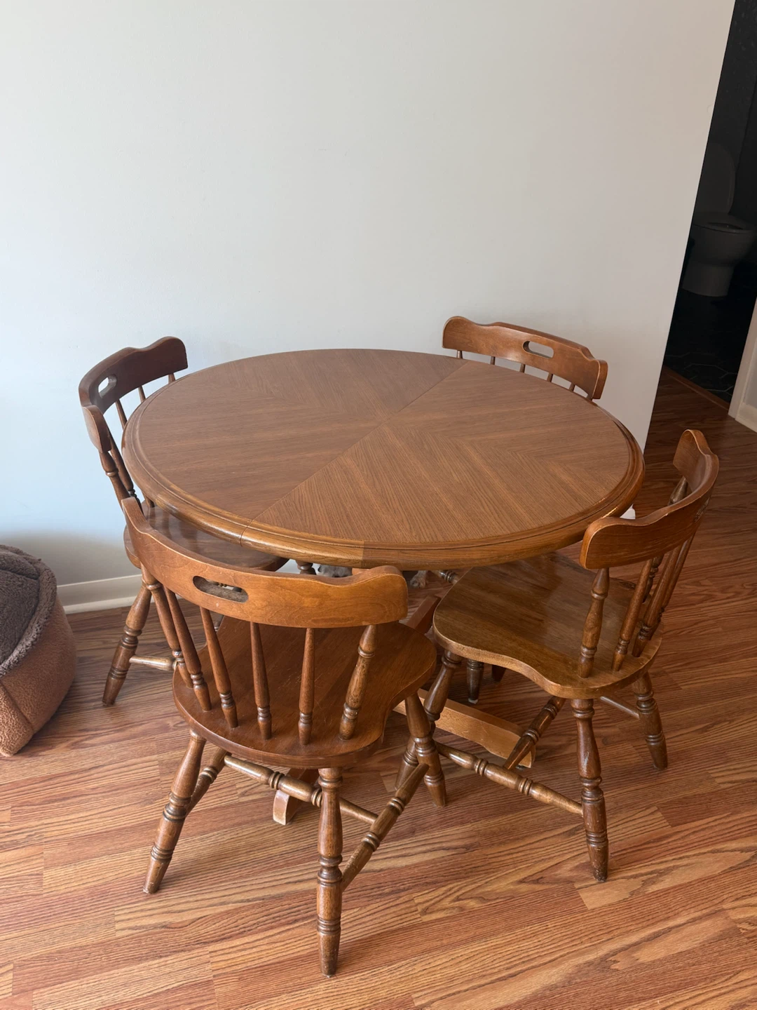 Round Wooden Dining Table with 4 Chairs