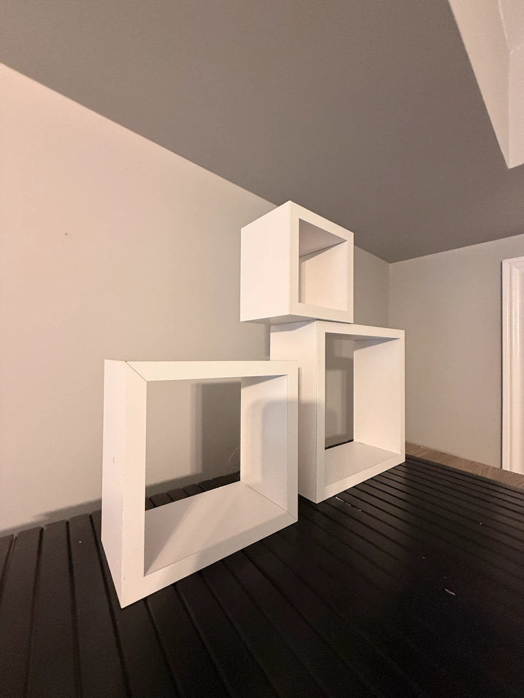 BRAND NEW Set of 3 White Floating Cube Wall Shelves - photo 2