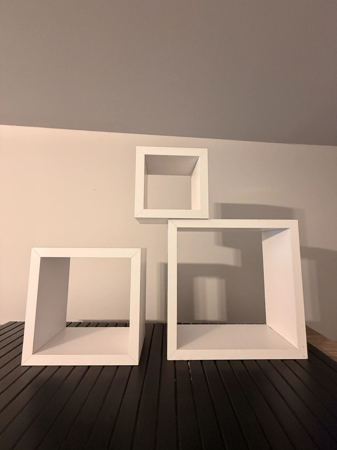 BRAND NEW Set of 3 White Floating Cube Wall Shelves - photo 3