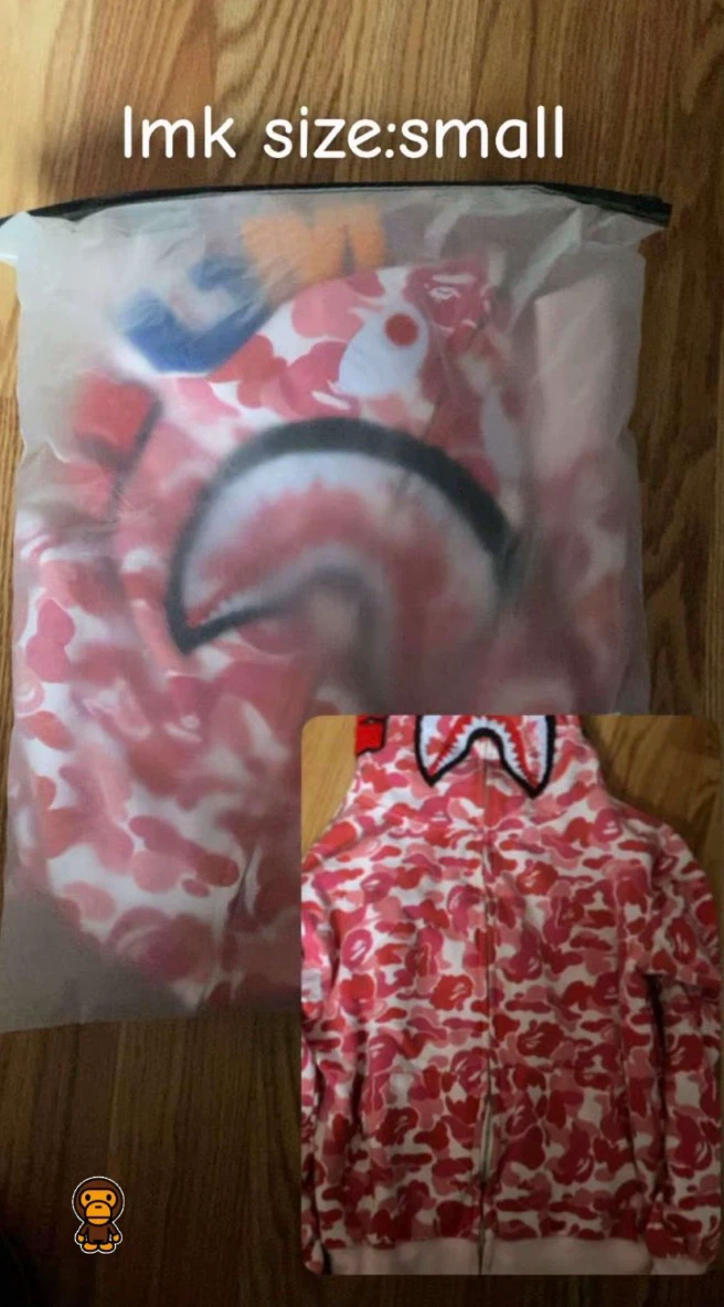 Bape Shark Camo Zip-Up Hoodie Pink