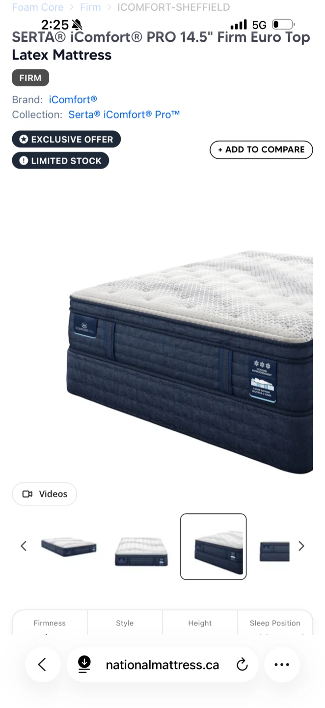 Serta iComfort Pro 14.5" Firm Euro Top Latex Mattress