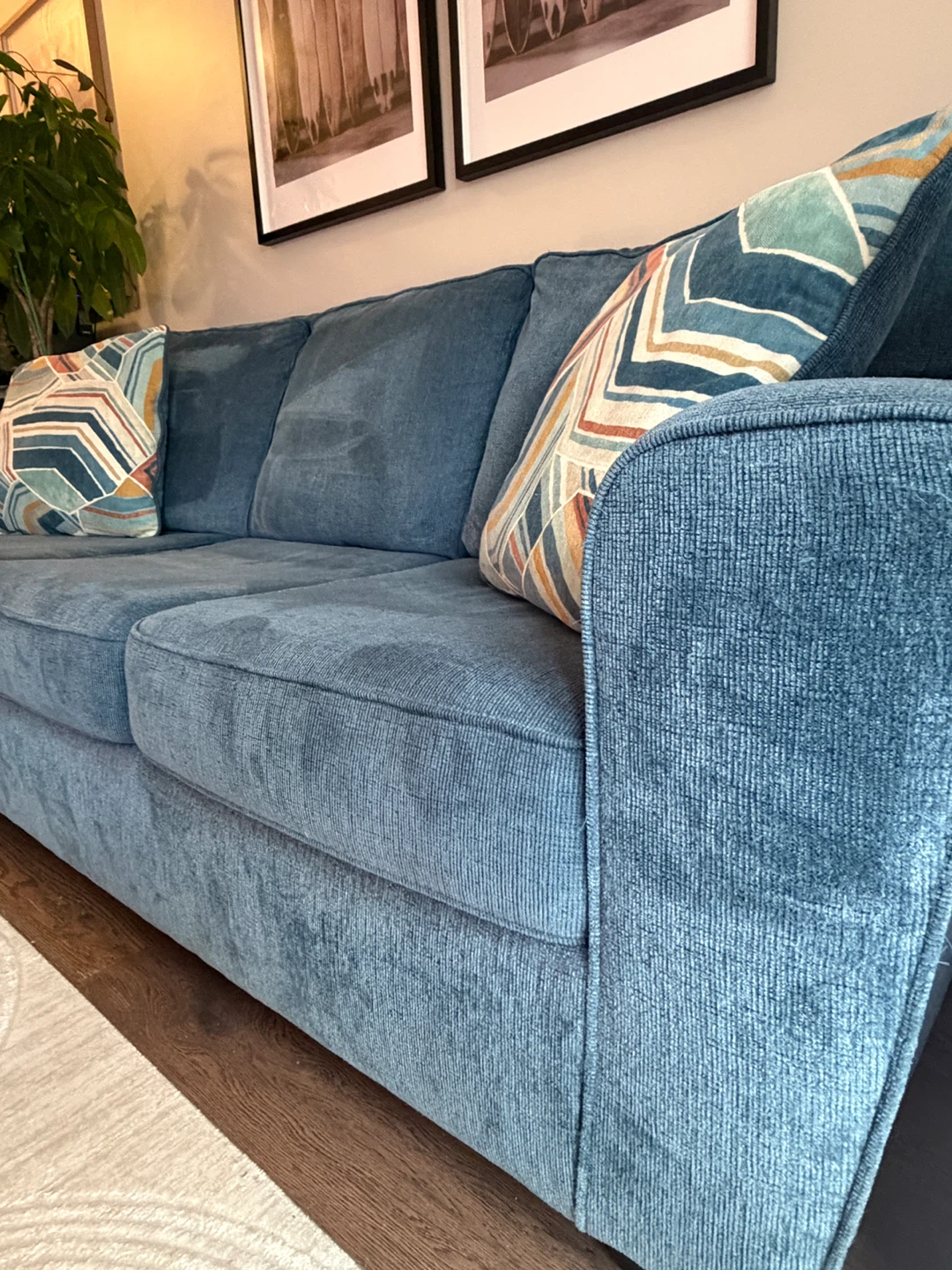 Blue Three-Seater Sofa - photo 2