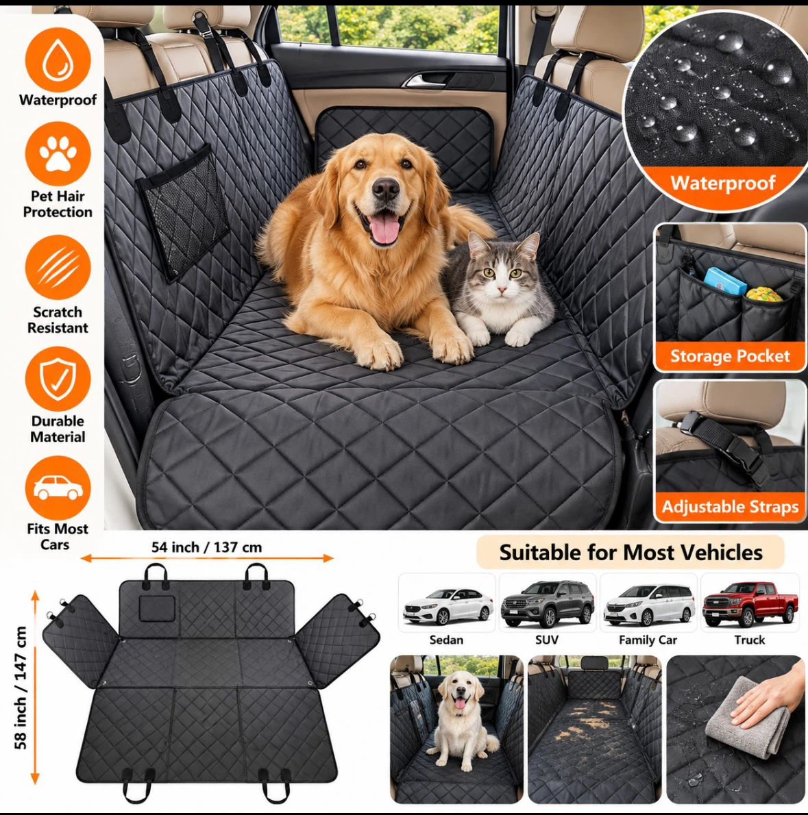 Waterproof Car Seat Cover for Pets