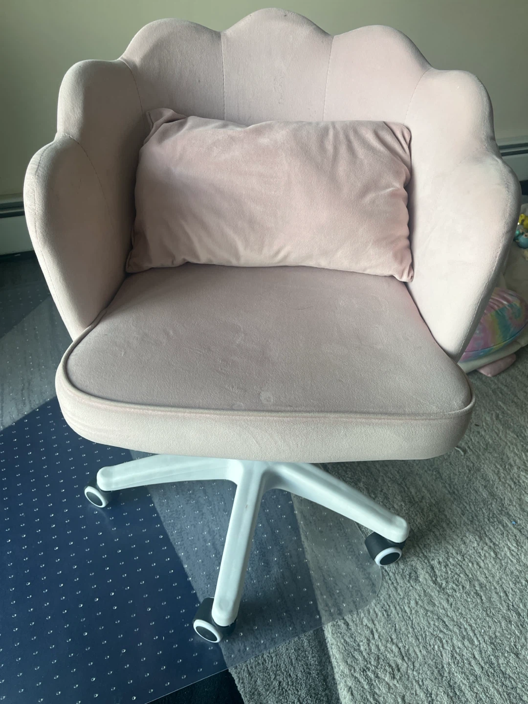 Pink Velvet Scalloped Desk Chair - photo 2