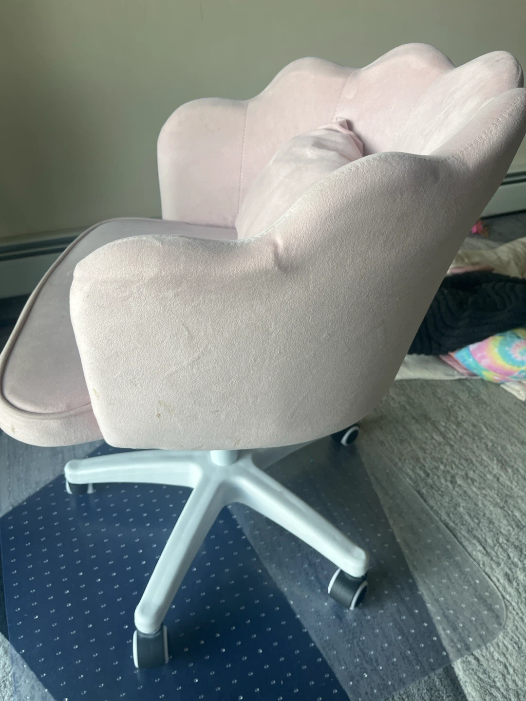 Pink Velvet Scalloped Desk Chair - photo 5