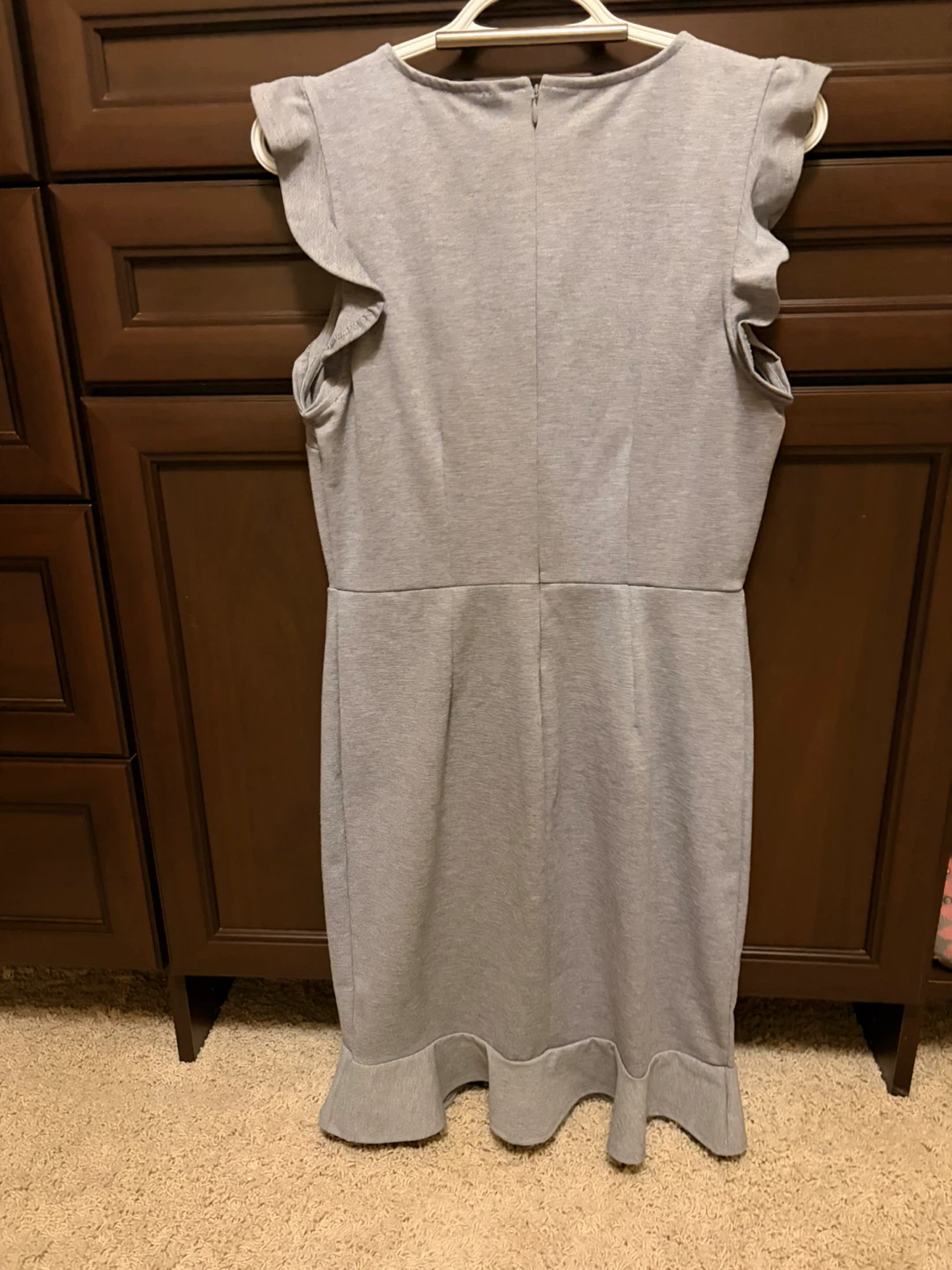 Size M Old Navy Grey Ruffle Sleeve Dress - photo 2