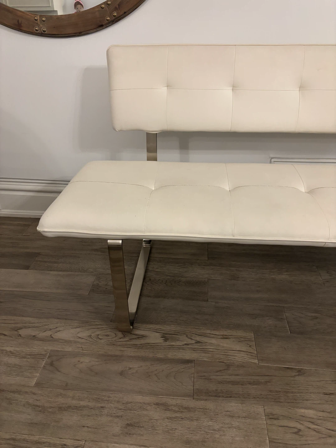 Modern White Tufted Dining Bench - photo 5