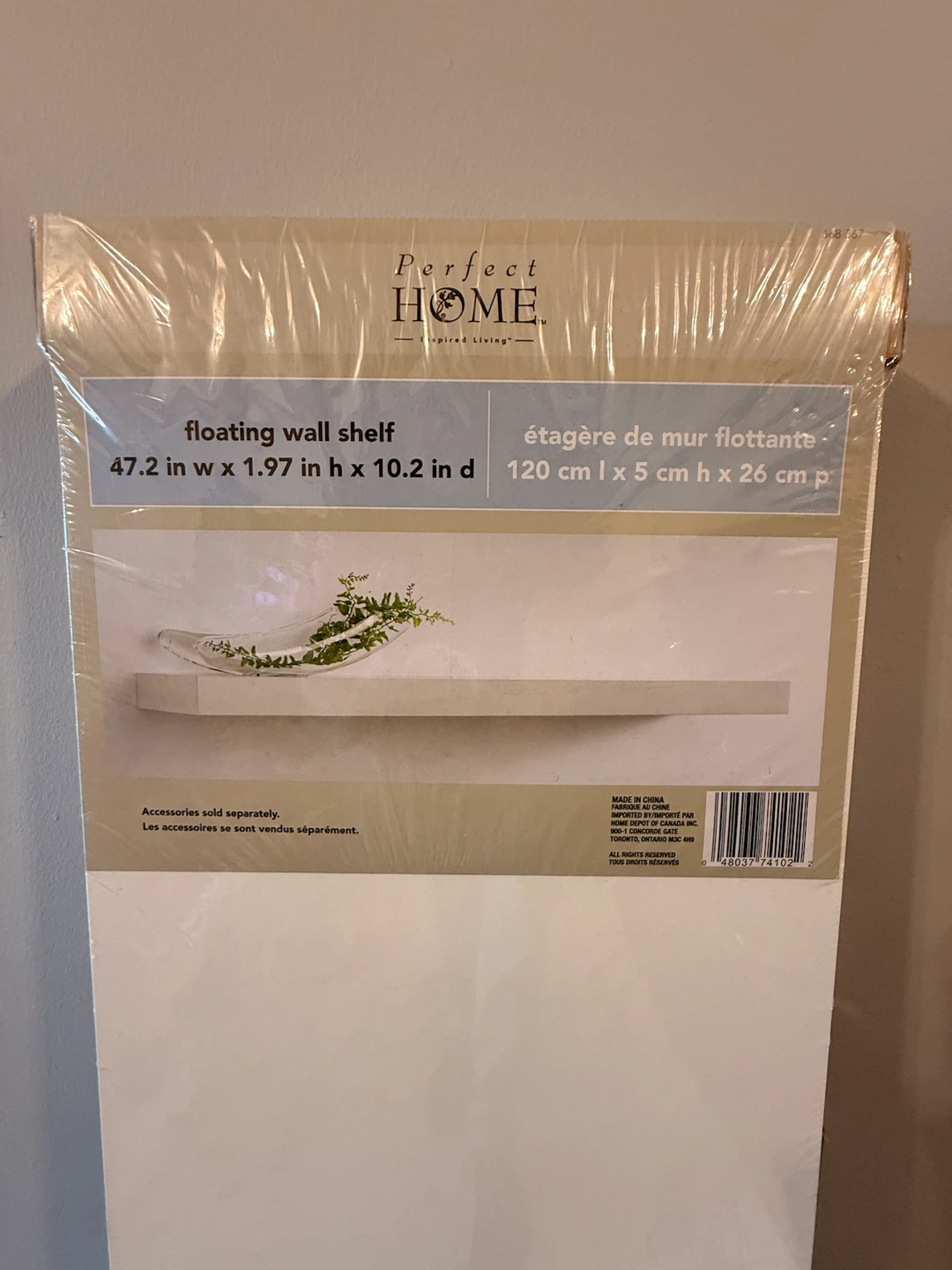 BRAND NEW Factory Sealed: 48” White Floating Shelf (2 Avail.) - photo 2