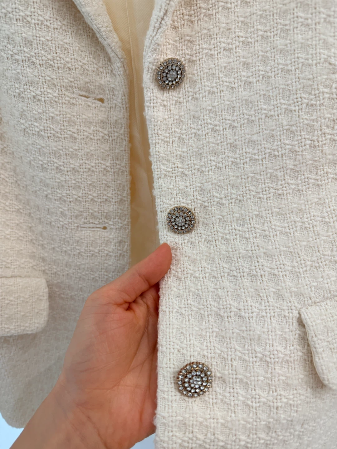 Zara Cream Tweed Blazer – Women’s XS - photo 2