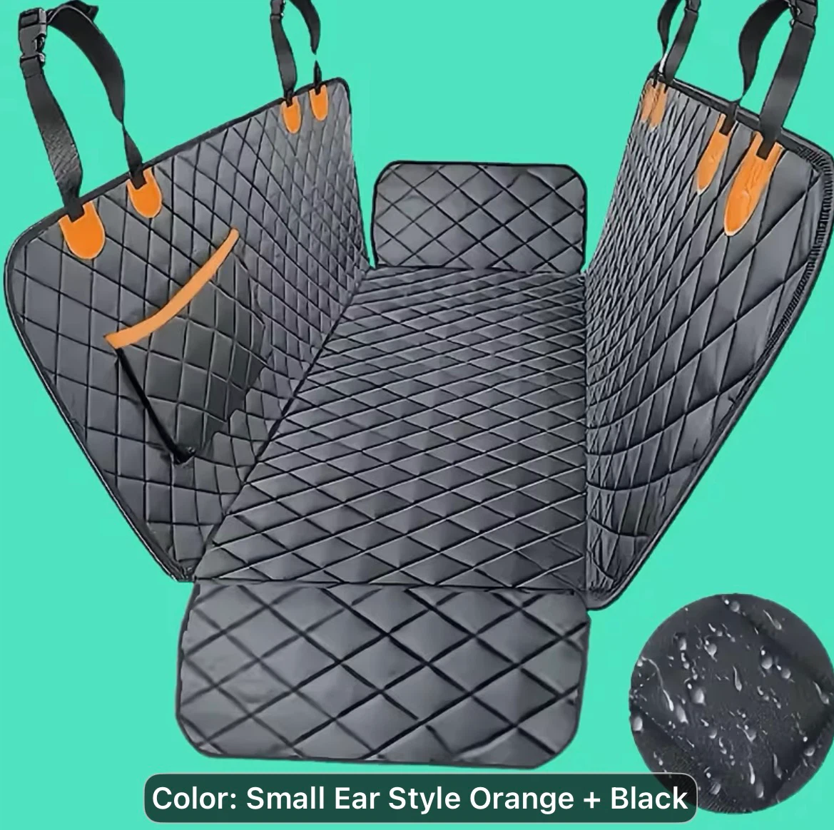 Black and Orange Quilted Car Seat Pet Cover