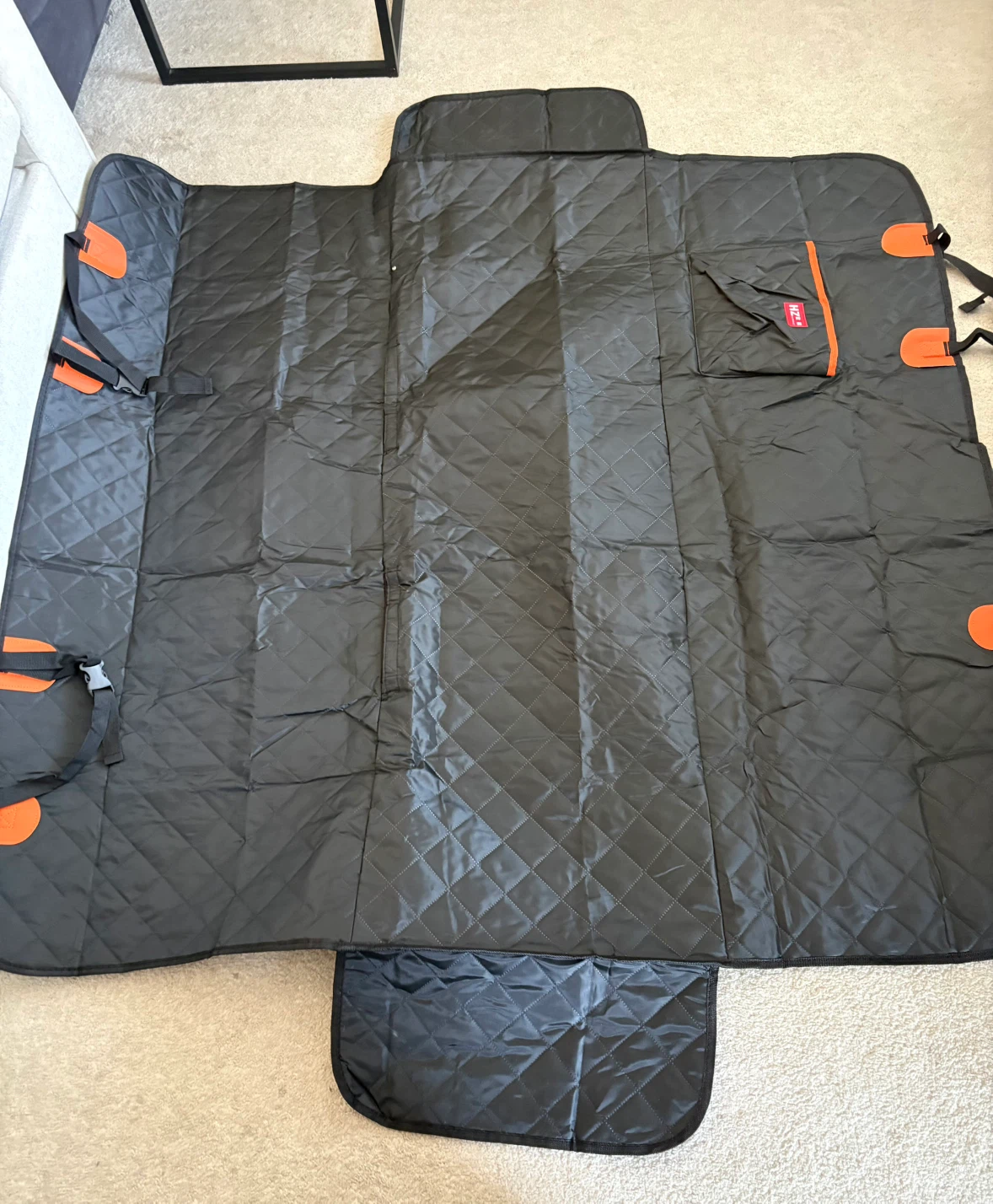 Black and Orange Quilted Car Seat Pet Cover - photo 2