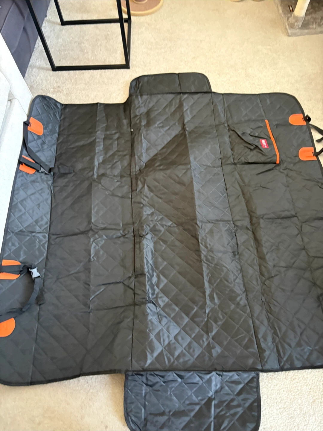 Black and Orange Quilted Car Seat Pet Cover - photo 5