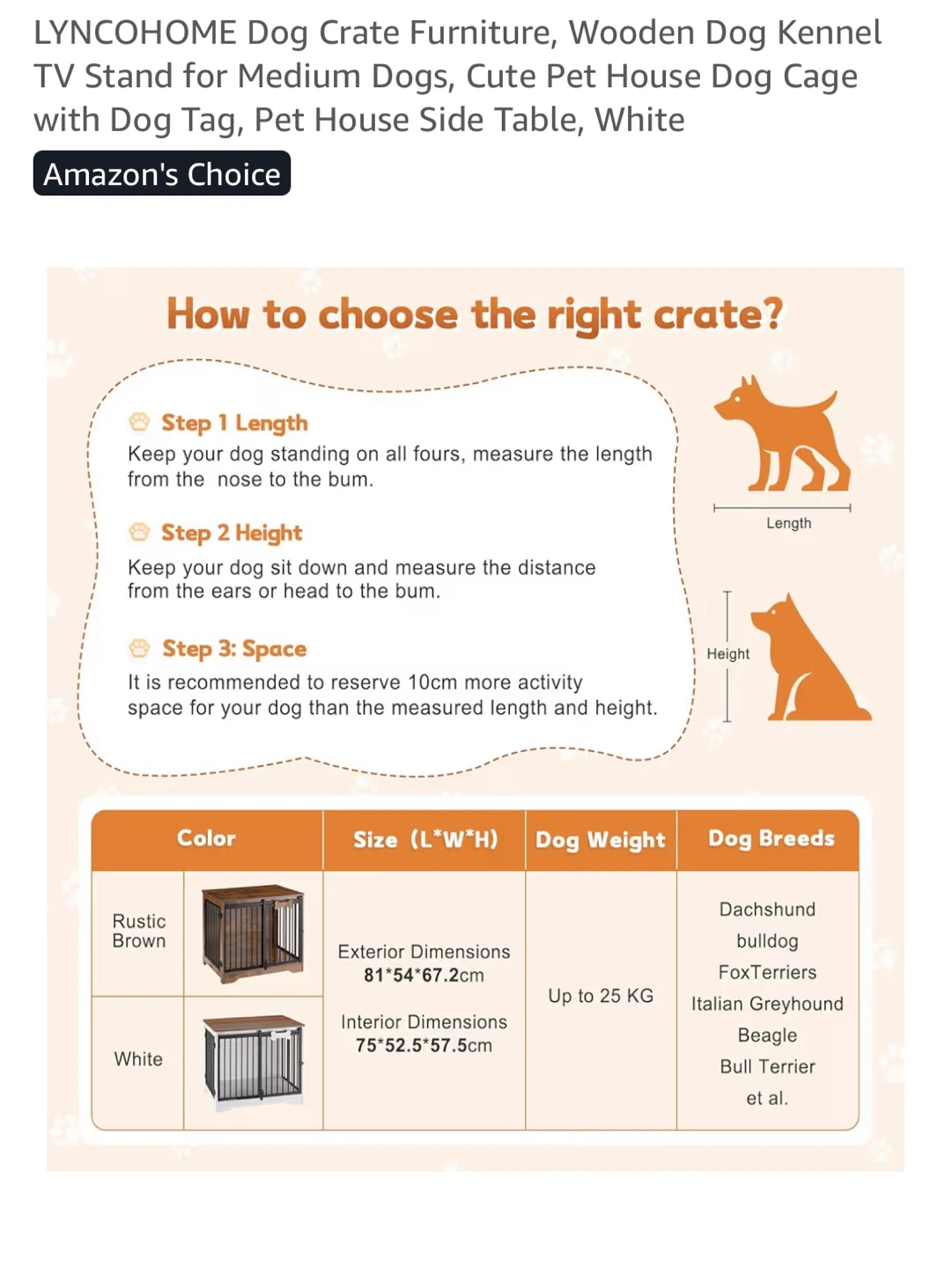 LYNCOHOME Wooden Dog Crate Furniture - White - photo 2