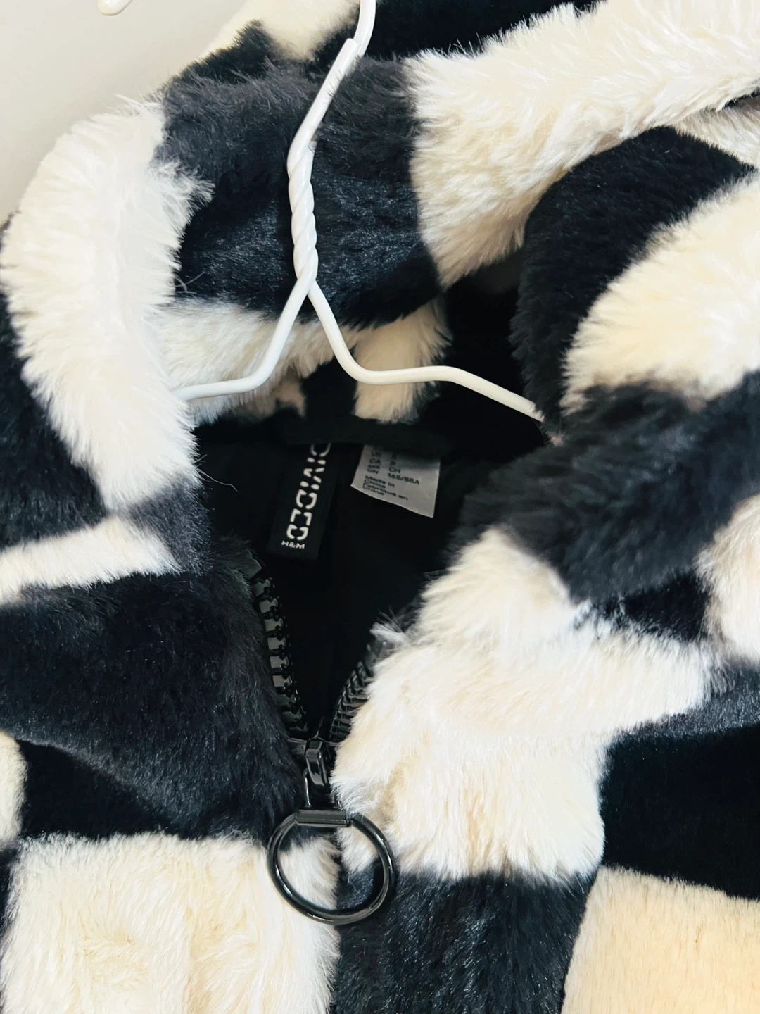 Black & White Checkered Furry Jacket - photo 2