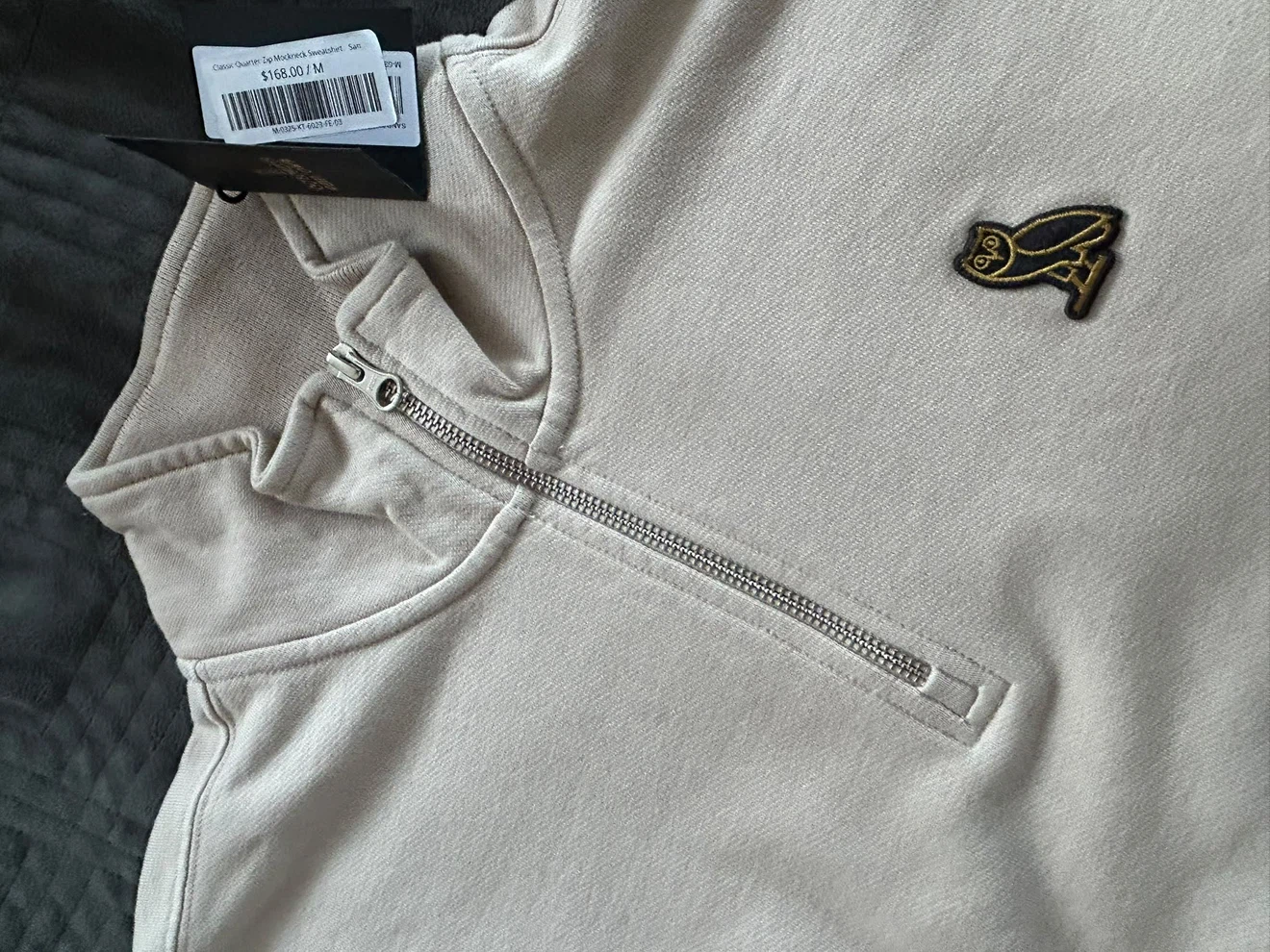 OVO Classic Quarter Zip Mockneck Sweatshirt - Sand - photo 2