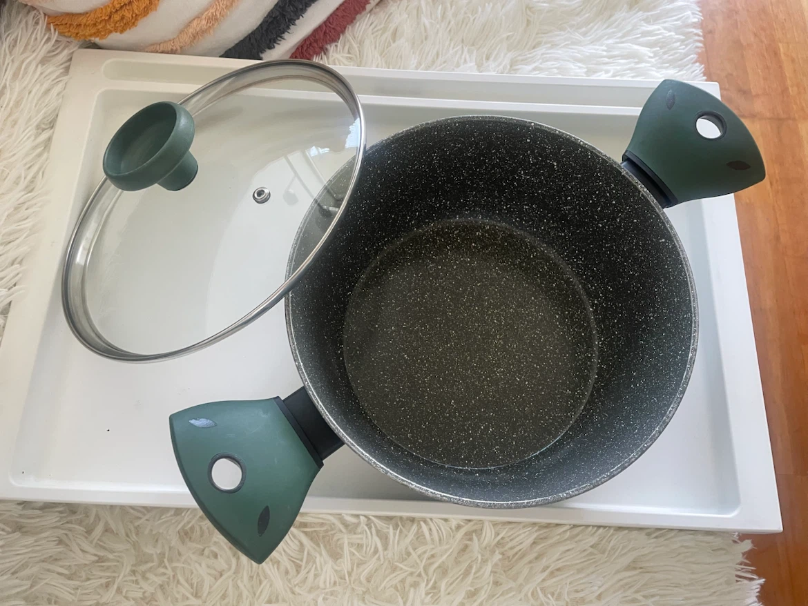 Green Non-Stick Pot with Glass Lid - photo 2