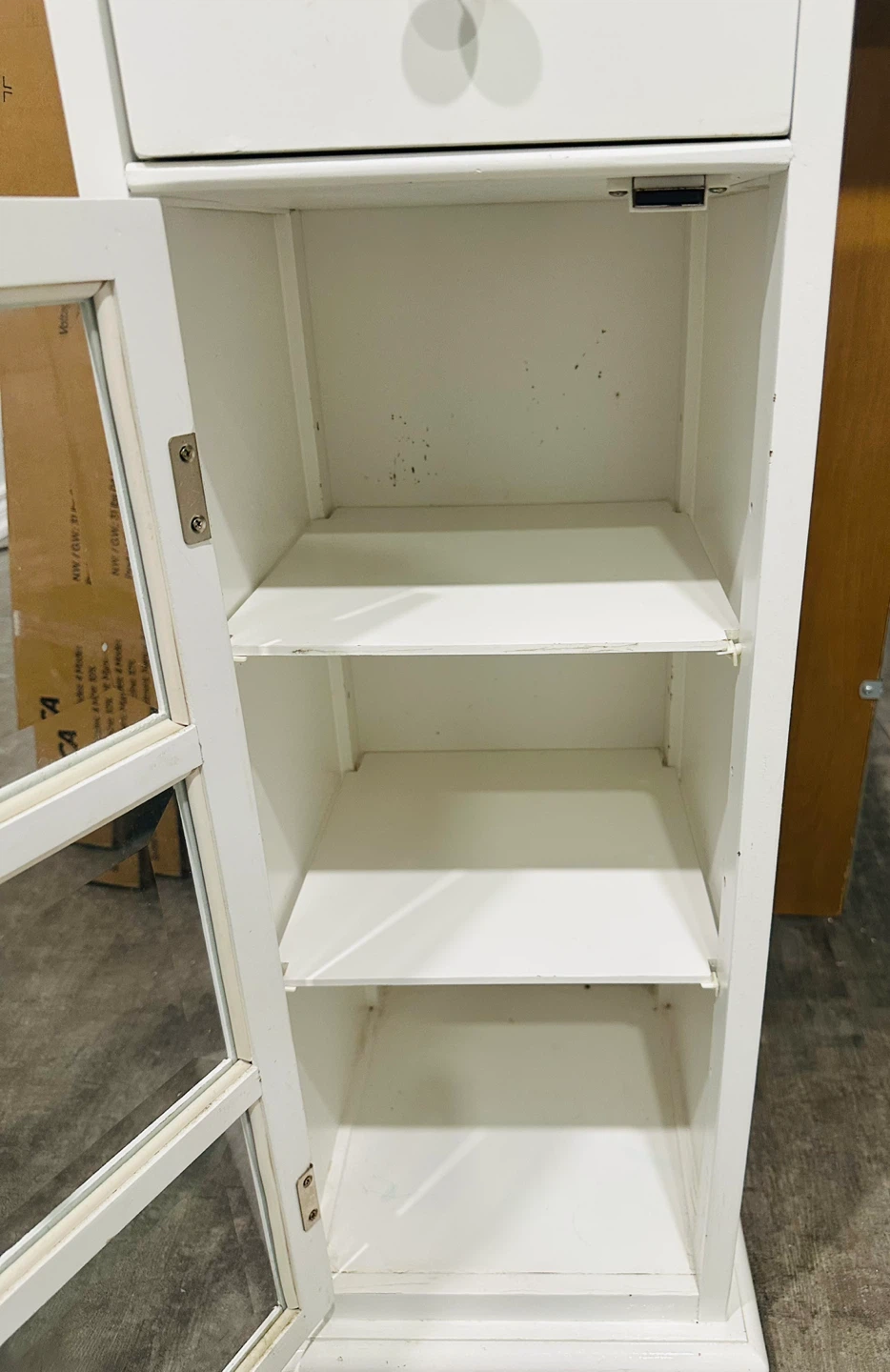 White slim storage cabinet with drawer - photo 3