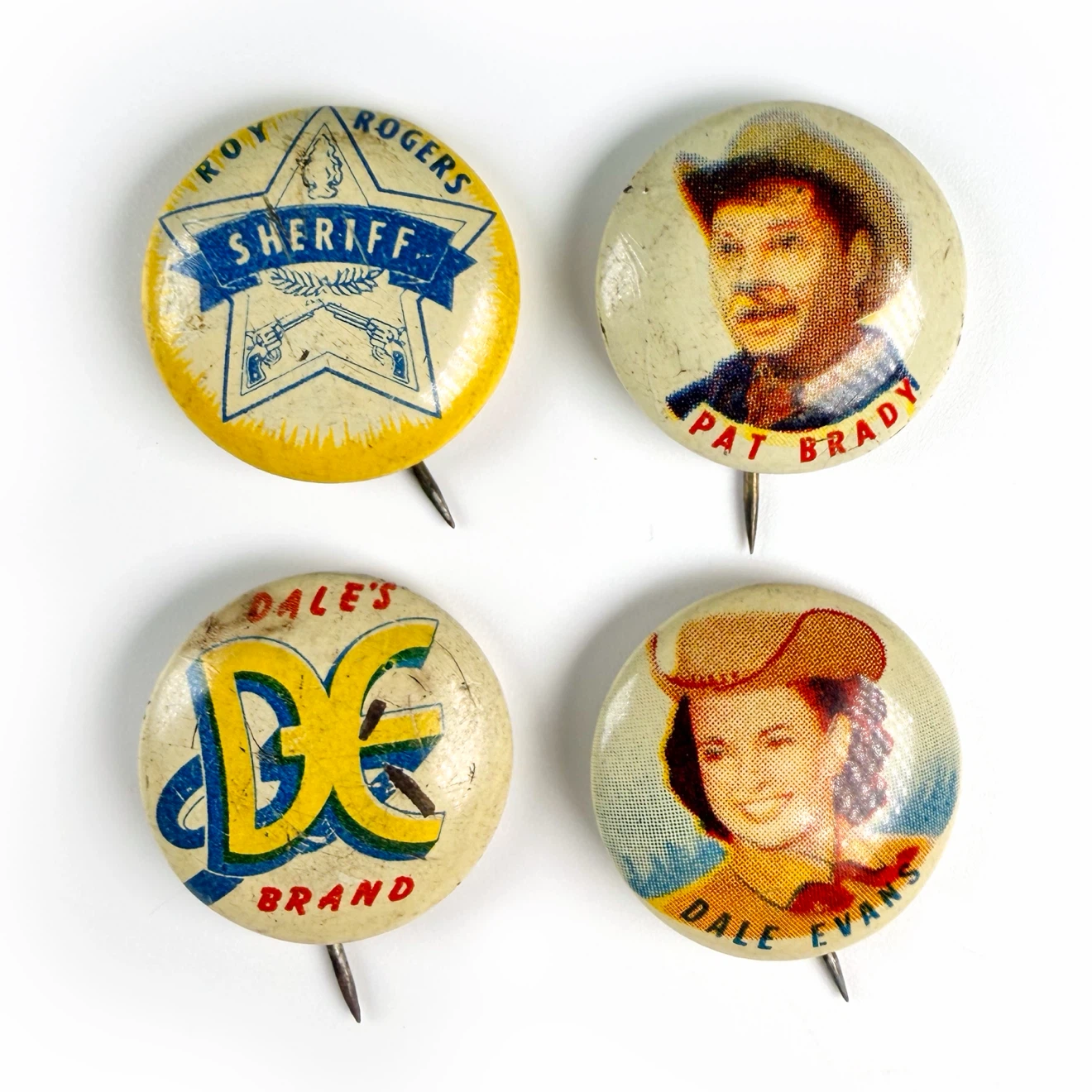 4x Vintage 1953 Roy Rogers Buttons
