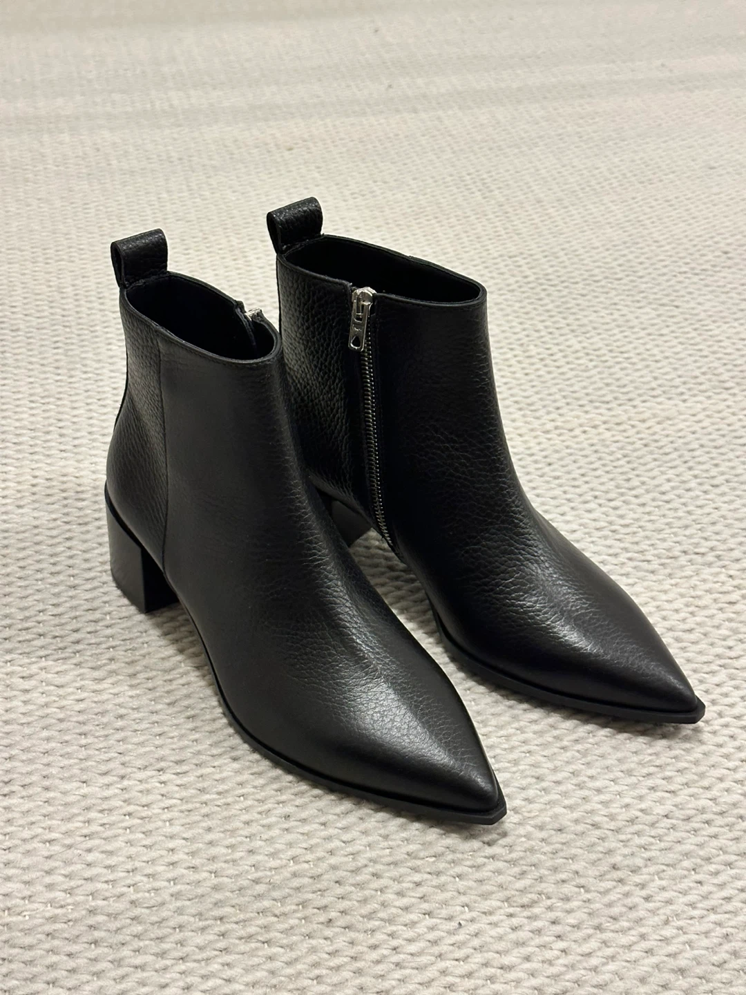 Everlane “Boss Boot” Black Leather Pointed Ankle Boots