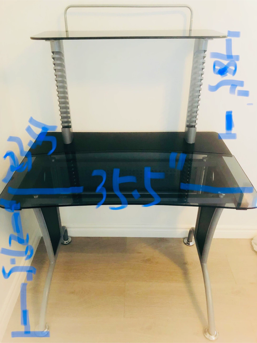Black Glass Computer Desk - photo 2